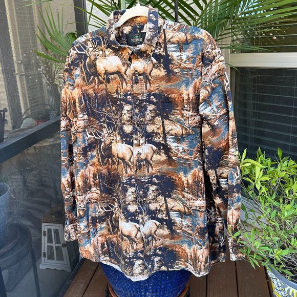 RED HEAD Elk Themed Button Down Camo Shirt - XLT - Picture 1 of 10